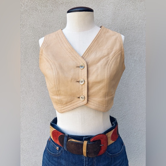 Vintage vest, bolero, crop top in real leather from the Y2k - Picture 3 of 8